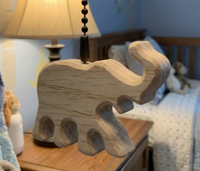 Handcrafted oak elephant fan pull
