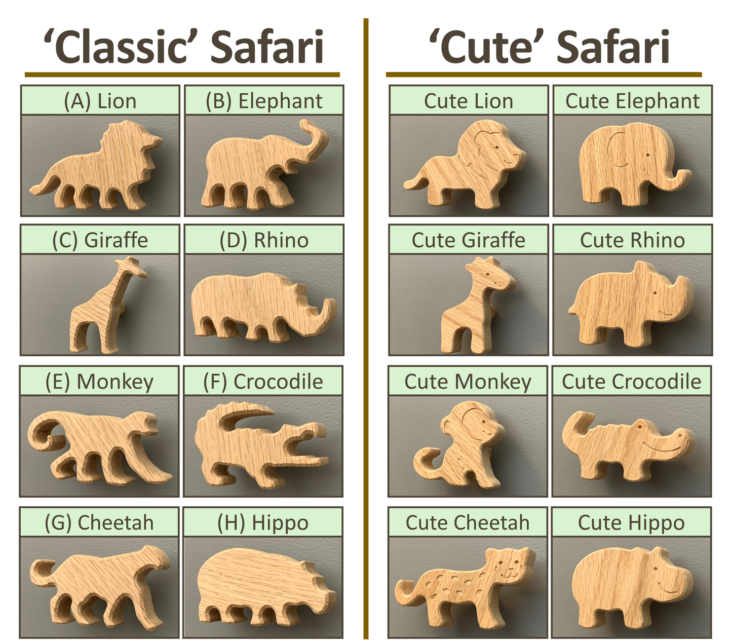 Safari Animal Dresser Knobs